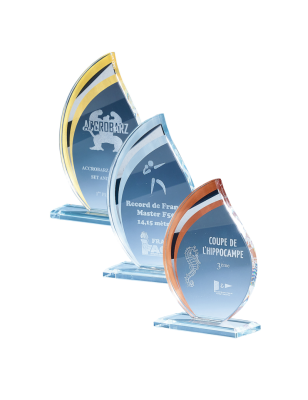 Lot de 3 Trophées Podium en Verre : 170-00