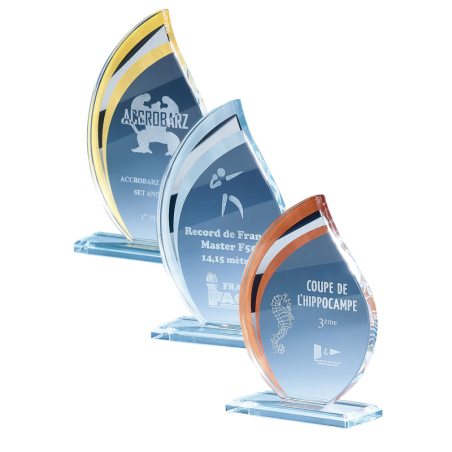 Lot de 3 Trophées Podium en Verre : 170-00