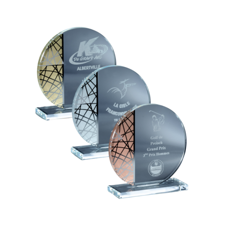 Lot de 3 Trophées Podium en Verre : 171-50
