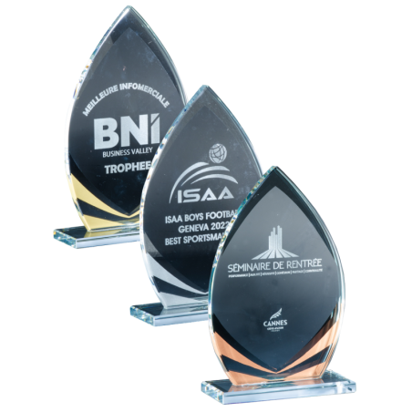 Lot de 3 Trophées Podium en Verre : 172-20